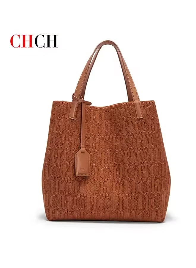 Chchmu CHCH New Fashionable Design Women's Large-capacity Tote Bag Brown - Image 1